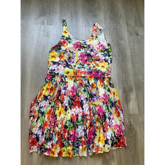 Lauren Ralph Lauren Floral Sleeveless, Dress, Women's size 6 Colorful Pleated - Picture 9 of 9